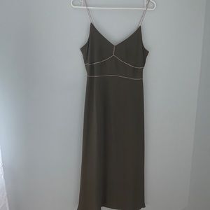 jcrew olive and pink spaghetti strapped dress